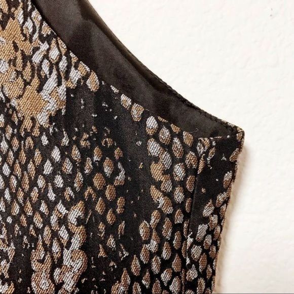 H&M Exclusive Textured Brocade Snakeskin Print Halter Neck Midi Dress Size 4 - Picture 4 of 5